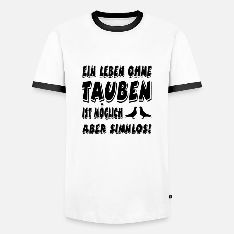 Tauben - Männer Kontrast-T-Shirt - Weiß/Schwarz