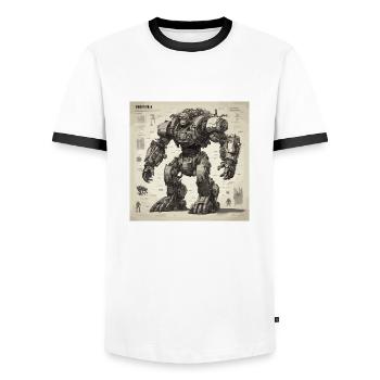 Bauplan / Sepia / Vintage / Retro / Roboter - Männer Kontrast-T-Shirt - Weiß/Schwarz - Vorne - AI Model Female 172 light (172cm) & AI Model Male 178 dark (178cm)