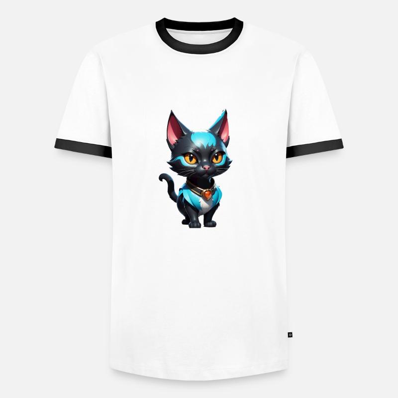 Cat Comic Cute - Men's Ringer Shirt - white/black