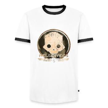 computer pc game technology gamer gaming modern - Men's Ringer Shirt - white/black - Front - AI Model Female 172 light (172cm) & AI Model Male 178 dark (178cm)