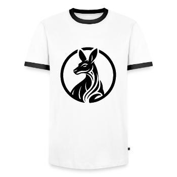 Logo kangourou en noir et blanc - T-shirt contrasté Homme - blanc/noir - Devant - AI Model Female 172 light (172cm) & AI Model Male 178 dark (178cm)