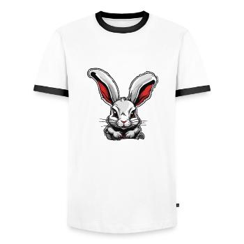 Easter Bunny / Easter / Eggs / Holidays / Easter - Men's Ringer Shirt - white/black - Front - AI Model Female 172 light (172cm) & AI Model Male 178 dark (178cm)