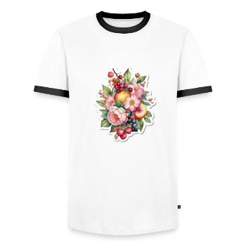 Blumen und Obst - Männer Kontrast-T-Shirt - Weiß/Schwarz - Vorne - AI Model Female 172 light (172cm) & AI Model Male 178 dark (178cm)