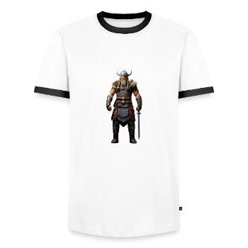 Viking Warrior Valhalla - Men's Ringer Shirt - white/black - Front - AI Model Female 172 light (172cm) & AI Model Male 178 dark (178cm)