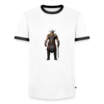 Viking Warrior Valhalla - Men's Ringer Shirt - white/black - Front - AI Model Female 172 light (172cm) & AI Model Male 178 dark (178cm)