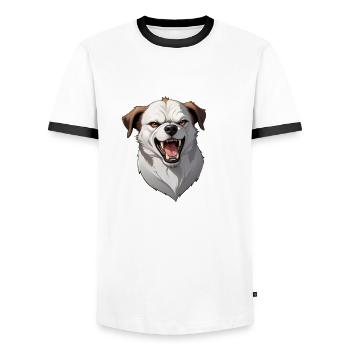 Chien maléfique - T-shirt contrasté Homme - blanc/noir - Devant - AI Model Female 172 light (172cm) & AI Model Male 178 dark (178cm)
