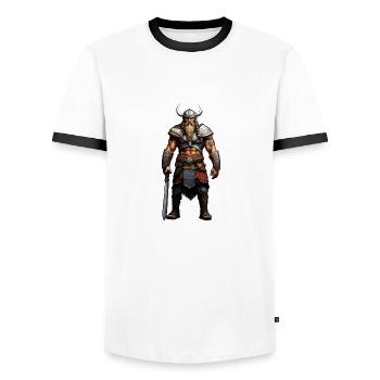 Viking Warrior Valhalla - Men's Ringer Shirt - white/black - Front - AI Model Female 172 light (172cm) & AI Model Male 178 dark (178cm)