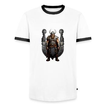 Viking Warrior Valhalla - Men's Ringer Shirt - white/black - Front - AI Model Female 172 light (172cm) & AI Model Male 178 dark (178cm)