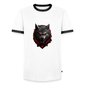 Loup du diable - T-shirt contrasté Homme - blanc/noir - Devant - AI Model Female 172 light (172cm) & AI Model Male 178 dark (178cm)