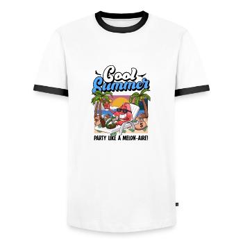Cool Cartoon Summer Watermelon - Men's Ringer Shirt - white/black - Front - AI Model Female 172 light (172cm) & AI Model Male 178 dark (178cm)