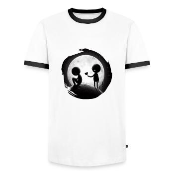 Together instead of lonely - Men's Ringer Shirt - white/black - Front - AI Model Female 172 light (172cm) & AI Model Male 178 dark (178cm)