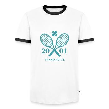 2001 Tennis Club - Men's Ringer Shirt - white/black - Front - AI Model Female 172 light (172cm) & AI Model Male 178 dark (178cm)