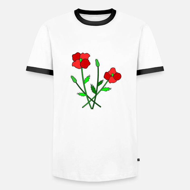 Blühender Mohn - Männer Kontrast-T-Shirt - Weiß/Schwarz