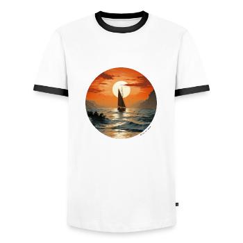 Segelboot Meer Maritim Mond Ozean Nautik - Männer Kontrast-T-Shirt - Weiß/Schwarz - Vorne - AI Model Female 172 light (172cm) & AI Model Male 178 dark (178cm)