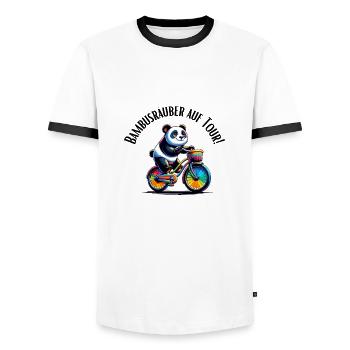 Bamboo Raider en tournée Panda - T-shirt contrasté Homme - blanc/noir - Devant - AI Model Female 172 light (172cm) & AI Model Male 178 dark (178cm)