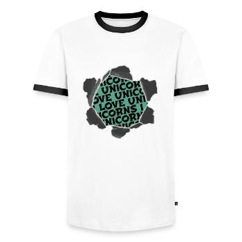 Funny Awesome Unicorn Illustrations Statement - Men's Ringer Shirt - white/black - Front - AI Model Female 172 light (172cm) & AI Model Male 178 dark (178cm)