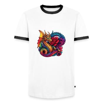 Dragon avec Ros - T-shirt contrasté Homme - blanc/noir - Devant - AI Model Female 172 light (172cm) & AI Model Male 178 dark (178cm)