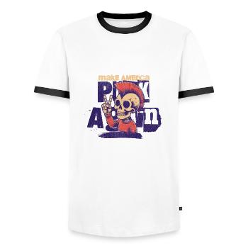 Punk Revival T-shirt punk politique - T-shirt contrasté Homme - blanc/noir - Devant - AI Model Female 172 light (172cm) & AI Model Male 178 dark (178cm)