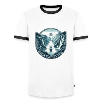 Epic Fjord Expedition - Men's Ringer Shirt - white/black - Front - AI Model Female 172 light (172cm) & AI Model Male 178 dark (178cm)