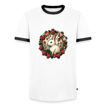 Lapin de printemps - T-shirt contrasté Homme - blanc/noir - Devant - AI Model Female 172 light (172cm) & AI Model Male 178 dark (178cm)