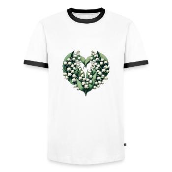 Lily of the Valley - Men's Ringer Shirt - white/black - Front - AI Model Female 172 light (172cm) & AI Model Male 178 dark (178cm)