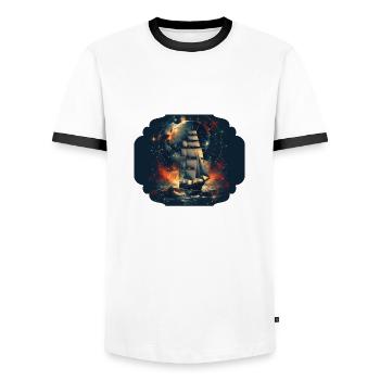 Segelboot Meer Maritime Mond Ozean Nautik T Shirt - Männer Kontrast-T-Shirt - Weiß/Schwarz - Vorne - AI Model Female 172 light (172cm) & AI Model Male 178 dark (178cm)