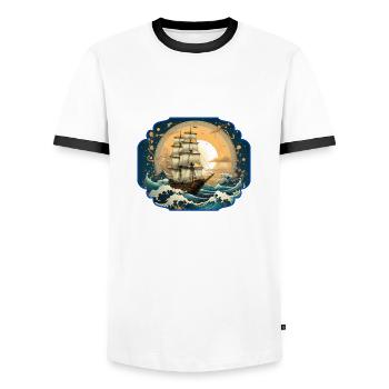 Segelboot Meer Maritime Mond Ozean Nautik T Shirt - Männer Kontrast-T-Shirt - Weiß/Schwarz - Vorne - AI Model Female 172 light (172cm) & AI Model Male 178 dark (178cm)