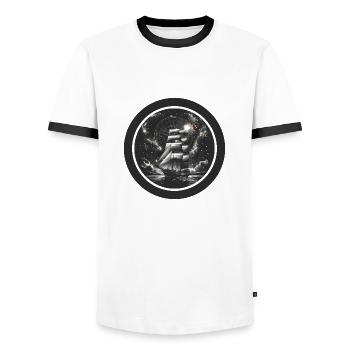Segelboot Meer Maritime Mond Ozean Nautik T Shirt - Männer Kontrast-T-Shirt - Weiß/Schwarz - Vorne - AI Model Female 172 light (172cm) & AI Model Male 178 dark (178cm)