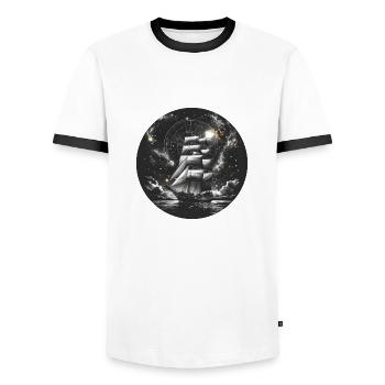 Segelboot Meer Maritime Mond Ozean Nautische T Shi - Männer Kontrast-T-Shirt - Weiß/Schwarz - Vorne - AI Model Female 172 light (172cm) & AI Model Male 178 dark (178cm)