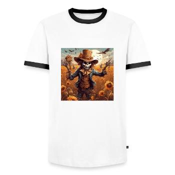 Scarecrow / Harvest Worker / Corn Field / Field - Men's Ringer Shirt - white/black - Front - AI Model Female 172 light (172cm) & AI Model Male 178 dark (178cm)