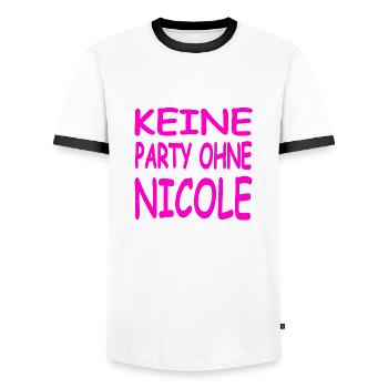 Party - Männer Kontrast-T-Shirt - Weiß/Schwarz - Vorne - AI Model Female 172 light (172cm) & AI Model Male 178 dark (178cm)