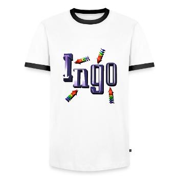 ingo2 - Men's Ringer Shirt - white/black - Front - AI Model Female 172 light (172cm) & AI Model Male 178 dark (178cm)