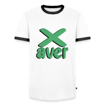 xaver2 - T-shirt contrasté Homme - blanc/noir - Devant - AI Model Female 172 light (172cm) & AI Model Male 178 dark (178cm)