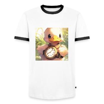 My Beautiful Duck - Men's Ringer Shirt - white/black - Front - AI Model Female 172 light (172cm) & AI Model Male 178 dark (178cm)