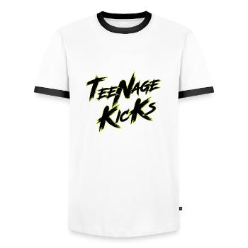 Teenage Kicks - Men's Ringer Shirt - white/black - Front - AI Model Female 172 light (172cm) & AI Model Male 178 dark (178cm)