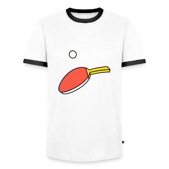 Ping Pong - Paddle & Ball - T-shirt contrasté Homme - blanc/noir - Devant - AI Model Female 172 light (172cm) & AI Model Male 178 dark (178cm)