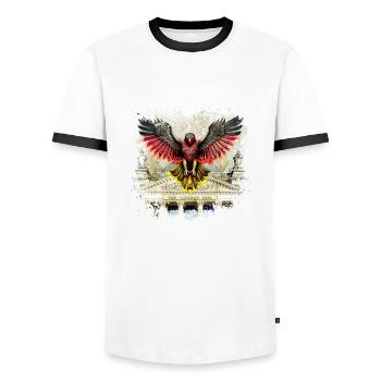 Deutscher Adler - Männer Kontrast-T-Shirt - Weiß/Schwarz - Vorne - AI Model Female 172 light (172cm) & AI Model Male 178 dark (178cm)