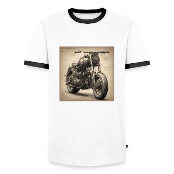 Plan / Sépia / Vintage / Rétro / Moto - T-shirt contrasté Homme - blanc/noir - Devant - AI Model Female 172 light (172cm) & AI Model Male 178 dark (178cm)