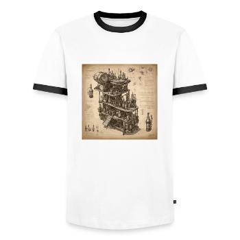 Bauplan / Sepia / Vintage / Retro / Flaschen - Männer Kontrast-T-Shirt - Weiß/Schwarz - Vorne - AI Model Female 172 light (172cm) & AI Model Male 178 dark (178cm)