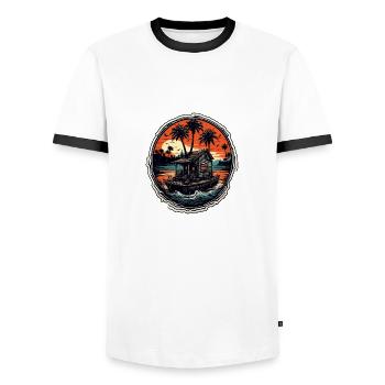 Strand / Insel / Urlaub / Sommer / Sonne / Meer - Männer Kontrast-T-Shirt - Weiß/Schwarz - Vorne - AI Model Female 172 light (172cm) & AI Model Male 178 dark (178cm)