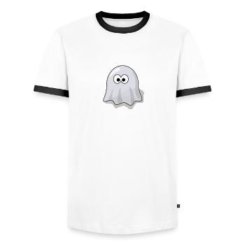 Spectral Rambler: The SR Ghost Expedition Series - Men's Ringer Shirt - white/black - Front - AI Model Female 172 light (172cm) & AI Model Male 178 dark (178cm)
