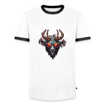 Wendigo / Evil Spirit / Possessive / Horror - Men's Ringer Shirt - white/black - Front - AI Model Female 172 light (172cm) & AI Model Male 178 dark (178cm)