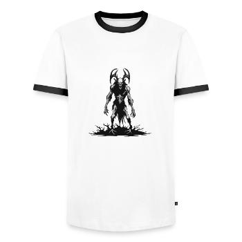 Wendigo / Evil Spirit / Possessive / Horror - Men's Ringer Shirt - white/black - Front - AI Model Female 172 light (172cm) & AI Model Male 178 dark (178cm)
