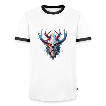 Wendigo / Evil Spirit / Possessive / Horror - Men's Ringer Shirt - white/black - Front - AI Model Female 172 light (172cm) & AI Model Male 178 dark (178cm)