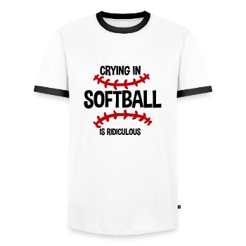 Crying In Softball Is Ridiculous 2 - Men's Ringer Shirt - white/black - Front - AI Model Female 172 light (172cm) & AI Model Male 178 dark (178cm)