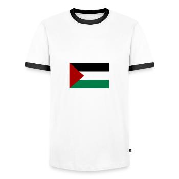 Palestine libre - T-shirt contrasté Homme - blanc/noir - Devant - AI Model Female 172 light (172cm) & AI Model Male 178 dark (178cm)