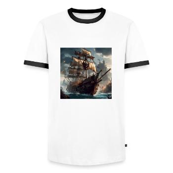 Ship / Boat / Anchor / Sea / Ocean / Captain - Men's Ringer Shirt - white/black - Front - AI Model Female 172 light (172cm) & AI Model Male 178 dark (178cm)