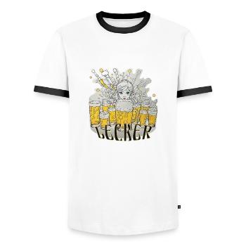 Délicieuse bière - T-shirt contrasté Homme - blanc/noir - Devant - AI Model Female 172 light (172cm) & AI Model Male 178 dark (178cm)