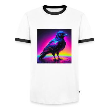 crow/raven art - Men's Ringer Shirt - white/black - Front - AI Model Female 172 light (172cm) & AI Model Male 178 dark (178cm)