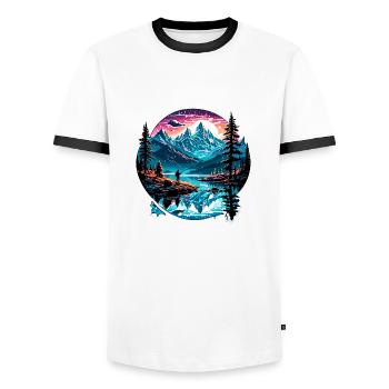 Angler Siluette / Fishing / Fish / Lake / Sport - Men's Ringer Shirt - white/black - Front - AI Model Female 172 light (172cm) & AI Model Male 178 dark (178cm)